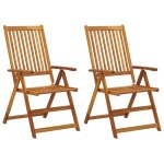 Vidaxl chaises inclinables de jardin 2 pcs avec coussins bois d'acacia