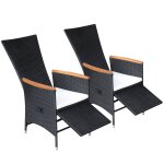 Vidaxl chaise inclinable de jardin 2pc et coussins résine tressée noir Vidaxl chaise inclinable de jardin 2pc et coussins résine tressée noir