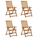 Vidaxl chaises inclinables de jardin 4 pcs avec coussins bois d'acacia