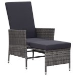 Vidaxl chaise inclinable de jardin avec coussins rsine tresse gris