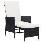 Vidaxl chaise inclinable de jardin avec coussins rsine tresse noir