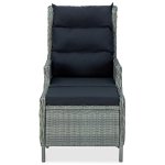 Vidaxl chaise inclinable de jardin tabouret rsine tresse gris clair
