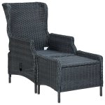 Vidaxl chaise inclinable de jardin tabouret rsine tresse gris fonc