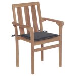Vidaxl chaises de jardin 2 pcs avec coussins anthracite bois de teck