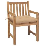 Vidaxl chaises de jardin 2 pcs avec coussins beige bois de teck massif