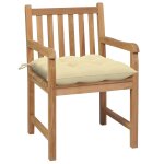 Vidaxl chaises de jardin 2 pcs avec coussins blanc crme bois de teck