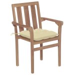 Vidaxl chaises de jardin 2 pcs avec coussins blanc crme teck massif