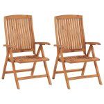 Vidaxl chaises de jardin 2 pcs avec coussins bleu bois de teck