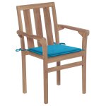 Vidaxl chaises de jardin 2 pcs avec coussins bleu bois de teck massif