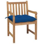 Vidaxl chaises de jardin 2 pcs avec coussins bleu bois de teck massif