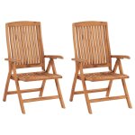 Vidaxl chaises de jardin 2 pcs avec coussins bleu bois de teck solide