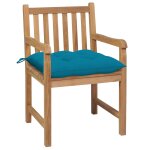 Vidaxl chaises de jardin 2 pcs avec coussins bleu clair bois de teck