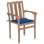 Vidaxl chaises de jardin 2 pcs avec coussins bleu royal bois de teck