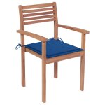 Vidaxl chaises de jardin 2 pcs avec coussins bleu royal teck massif