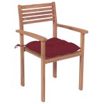 Vidaxl chaises de jardin 2 pcs avec coussins bordeaux teck massif