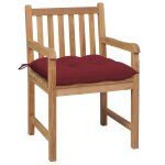 Vidaxl chaises de jardin 2 pcs avec coussins bordeaux teck massif