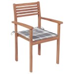 Vidaxl chaises de jardin 2 pcs avec coussins  carreaux gris teck