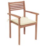 Vidaxl chaises de jardin 2 pcs avec coussins cr�me bois de teck massif