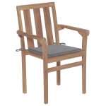 Vidaxl chaises de jardin 2 pcs avec coussins gris bois de teck massif