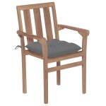 Vidaxl chaises de jardin 2 pcs avec coussins gris bois de teck massif