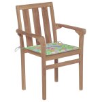 Vidaxl chaises de jardin 2 pcs avec coussins  motif de feuilles teck