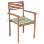 Vidaxl chaises de jardin 2 pcs avec coussins  motif de feuilles teck