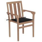 Vidaxl chaises de jardin 2 pcs avec coussins noir bois de teck massif