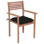 Vidaxl chaises de jardin 2 pcs avec coussins noir bois de teck massif