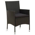 Vidaxl chaises de jardin 2 pcs avec coussins rsine tresse noir