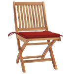 Vidaxl chaises de jardin 2 pcs avec coussins rouge bois de teck massif