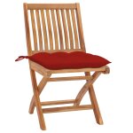 Vidaxl chaises de jardin 2 pcs avec coussins rouge bois de teck massif