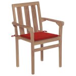 Vidaxl chaises de jardin 2 pcs avec coussins rouge bois de teck massif