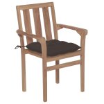 Vidaxl chaises de jardin 2 pcs avec coussins taupe bois de teck massif