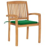 Vidaxl chaises de jardin 2 pcs avec coussins vert bois de teck massif