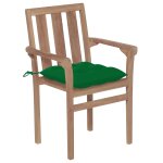 Vidaxl chaises de jardin 2 pcs avec coussins vert bois de teck massif