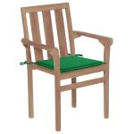Vidaxl chaises de jardin 2 pcs avec coussins vert bois de teck massif