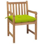 Vidaxl chaises de jardin 2 pcs avec coussins vert vif teck massif