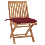 Vidaxl chaises de jardin 2pcs avec coussins rouge bordeaux teck massif
