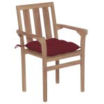 Vidaxl chaises de jardin 2pcs avec coussins rouge bordeaux teck massif