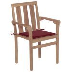 Vidaxl chaises de jardin 2pcs avec coussins rouge bordeaux teck massif