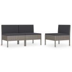 Vidaxl chaises de jardin 3 pcs avec coussins rsine tresse gris