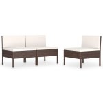 Vidaxl chaises de jardin 3 pcs avec coussins rsine tresse marron