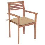 Vidaxl chaises de jardin 4 pcs avec coussins beige bois de teck solide
