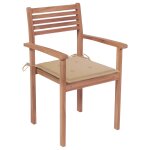 Vidaxl chaises de jardin 4 pcs avec coussins beige bois de teck solide