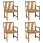 Vidaxl chaises de jardin 4 pcs avec coussins blanc crme teck solide