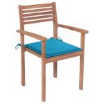 Vidaxl chaises de jardin 4 pcs avec coussins bleu bois de teck solide