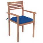 Vidaxl chaises de jardin 4 pcs avec coussins bleu bois de teck solide