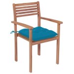 Vidaxl chaises de jardin 4 pcs avec coussins bleu clair teck solide