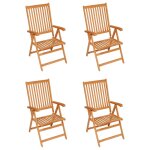 Vidaxl chaises de jardin 4 pcs avec coussins bordeaux bois de teck