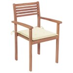 Vidaxl chaises de jardin 4 pcs avec coussins crme bois de teck solide